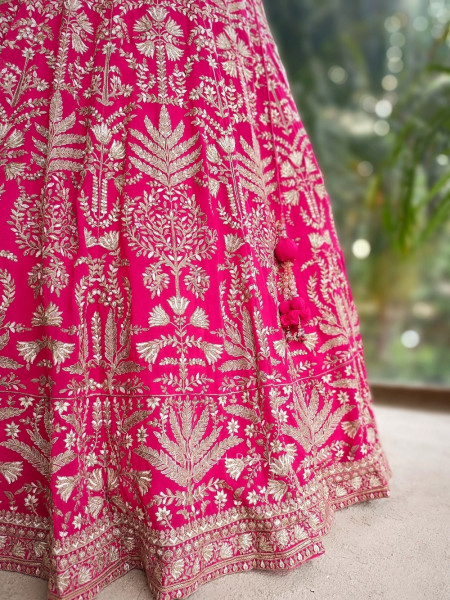 Myraune Magenta Lehenga with Sequin, Beads and Cut Dana Work