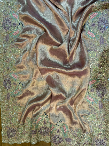 Zirel Lavender Zari Woven Saree with Sequin Embroidery