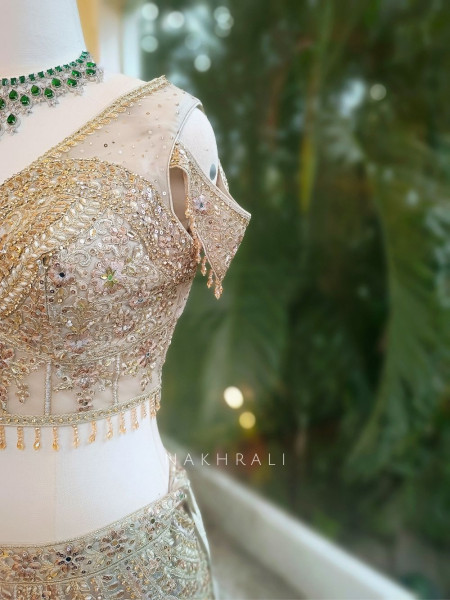 Mireya Ash Grey Designer Lehenga with Net Dupatta