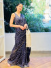 Navy Blue Sequin Saree with Mirror Work Blouse