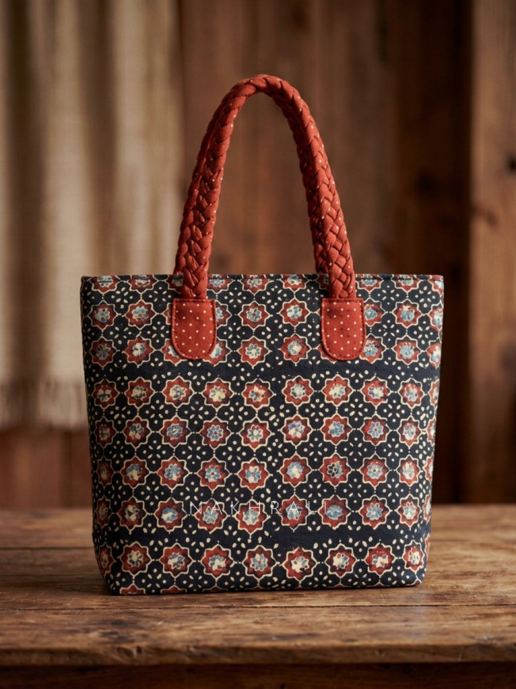 Image of Rangoli Black Printed Tote Bag