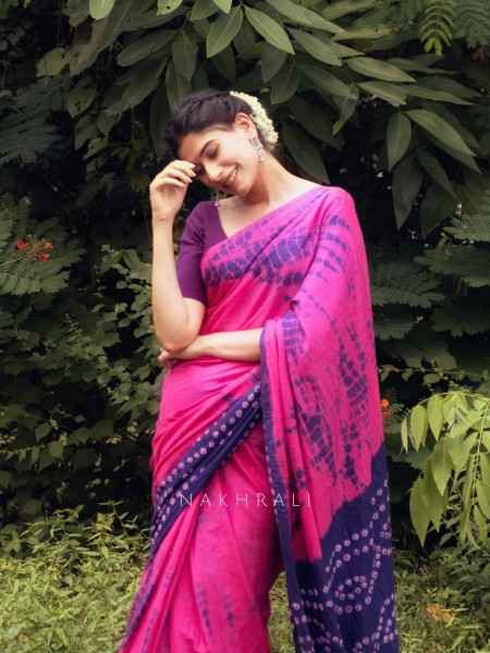 Riva Purple & Pink Tie-Dye Saree