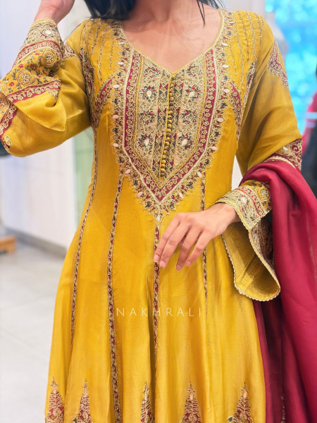 Harini Mustard Suit Set with Gota Patti Work
