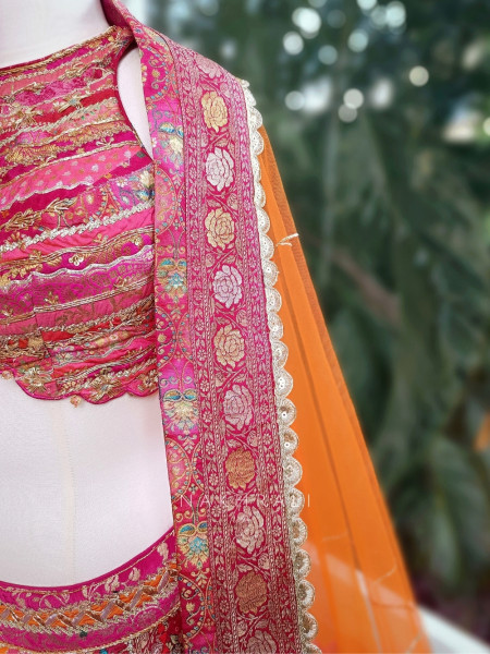 Adelina Magenta Brocade Lehenga with Zari and Sequin Work