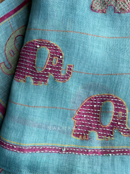 Gaj Blue Weave Dress Material