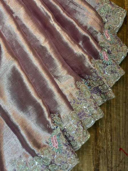 Zirel Lavender Zari Woven Saree with Sequin Embroidery
