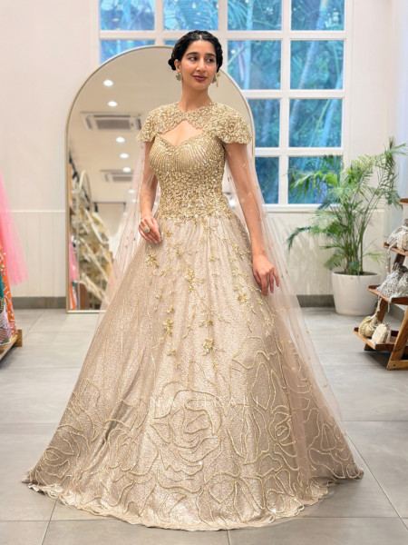 Seraphina Golden Cape Gown
