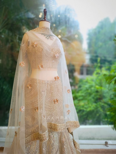 Mireya Ash Grey Designer Lehenga with Net Dupatta