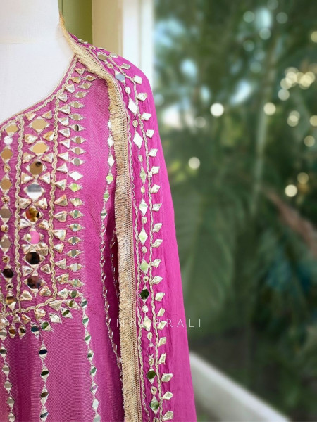 Aaranya Purple Mirror Embroidered Anarkali Set