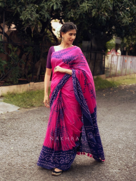 Riva Purple & Pink Tie-Dye Saree