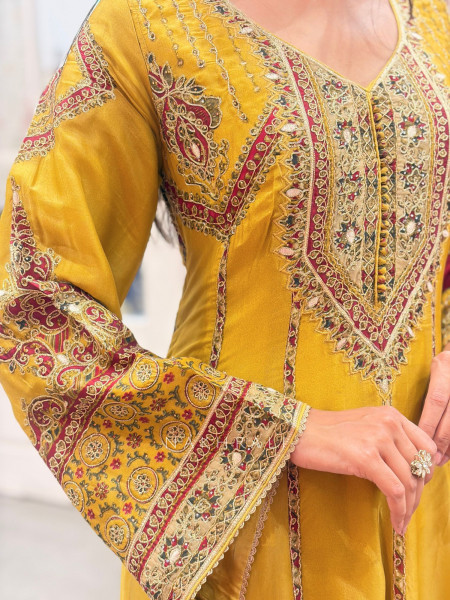 Harini Mustard Suit Set with Gota Patti Work