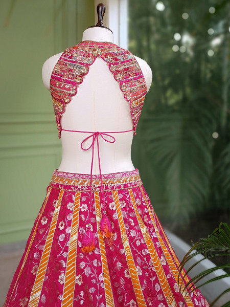 Adelina Magenta Brocade Lehenga with Zari and Sequin Work