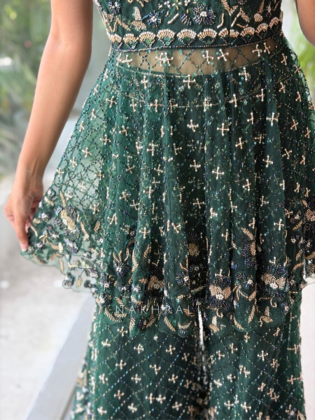 Sylvara Green Indo Western Palazzo Set