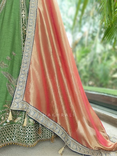 Vantara Multicolor Zari Jaal & Mughal Motif Work Lehenga