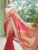 Trivana  Onion Pink Gold Brocade Saree with Cut Dana and Sequin Work
