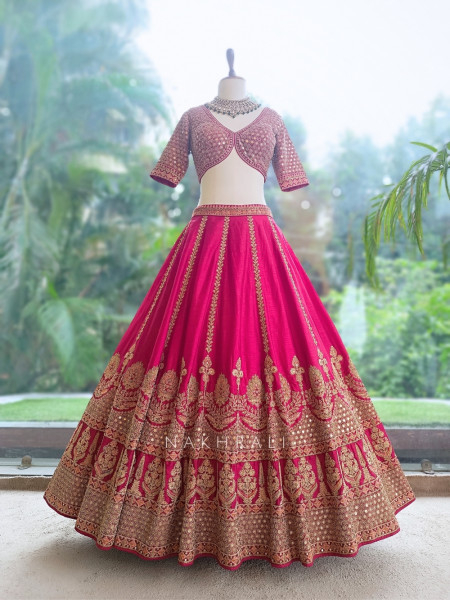 Crimson Royale Red Bridal Lehenga with Zari and Sequin Work