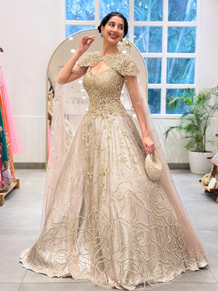 Seraphina Golden Cape Gown
