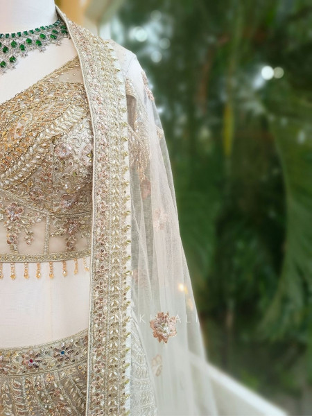 Mireya Ash Grey Designer Lehenga with Net Dupatta