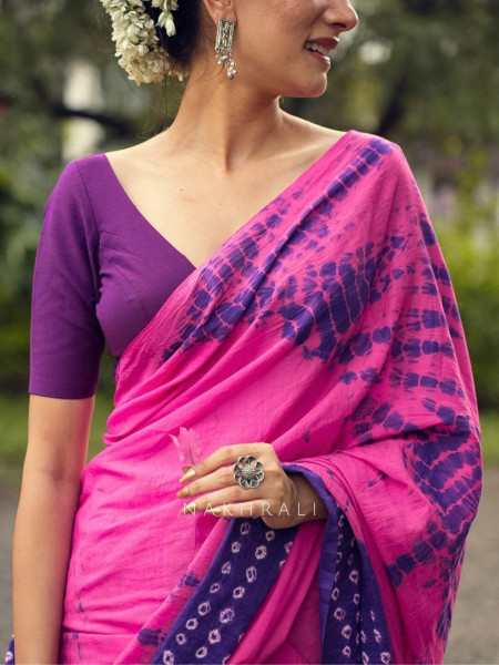 Riva Purple & Pink Tie-Dye Saree