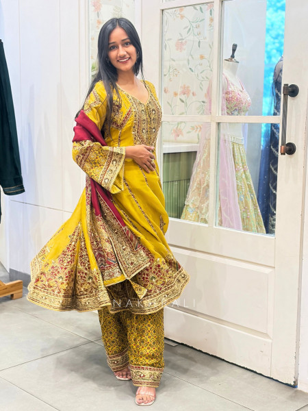 Harini Mustard Suit Set with Gota Patti Work
