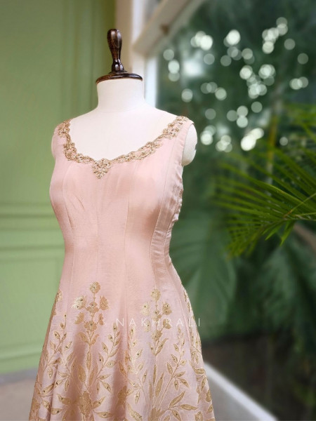 Aashima Peach Banarasi Anarkali Palazzo Set