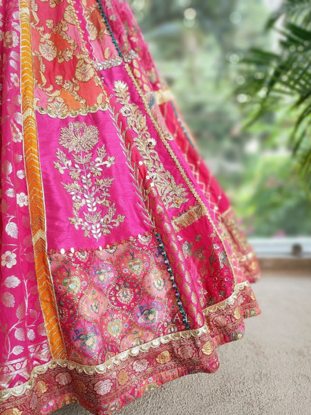 Adelina Magenta Brocade Lehenga with Zari and Sequin Work