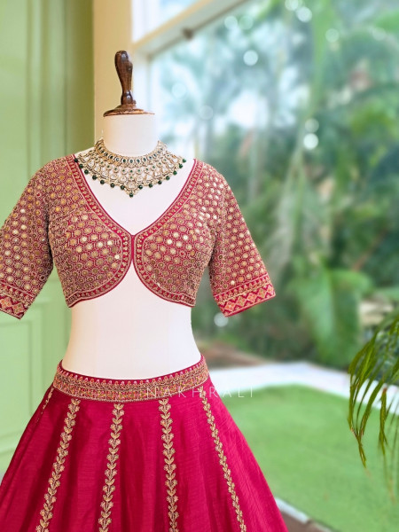 Crimson Royale Red Bridal Lehenga with Zari and Sequin Work