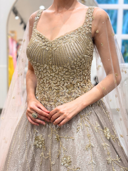Seraphina Golden Cape Gown