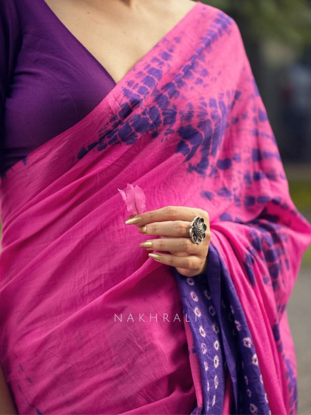 Riva Purple & Pink Tie-Dye Saree