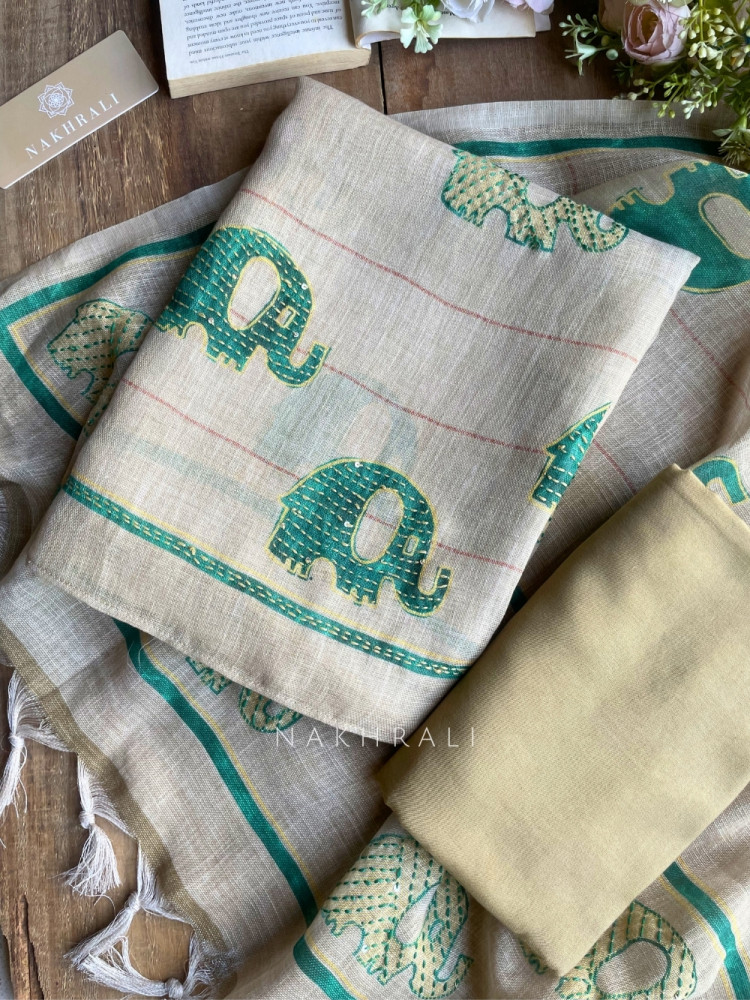 Image of Gaj Yellow Weave Dress Material