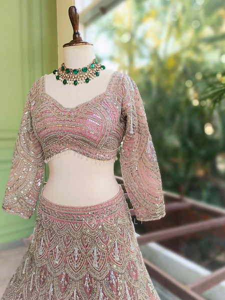 Kashmira Pink Net Lehenga Set with Sequin Embroidery
