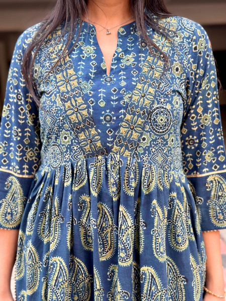 Noorjahan Blue Cotton Kurta Set –Printed Work