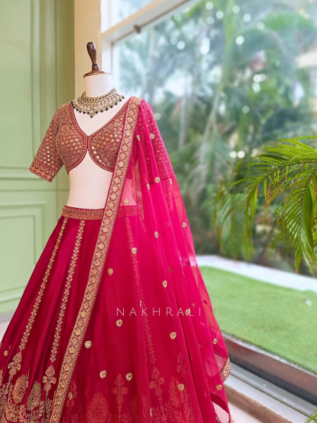 Crimson Royale Red Bridal Lehenga with Zari and Sequin Work
