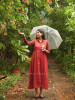 Sahir Red Cotton Button-Down Dress
