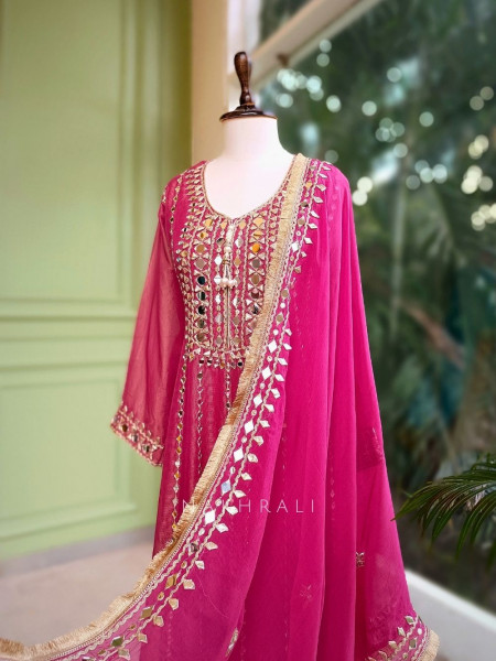 Aaranya Gajari Mirror Embroidered Anarkali Set