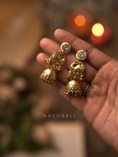 Devika Temple Choker Set with Matching Jhumkas