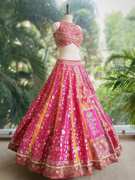 Adelina Magenta Brocade Lehenga with Zari and Sequin Work