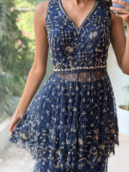Sylvara Blue Indo Western Palazzo Set