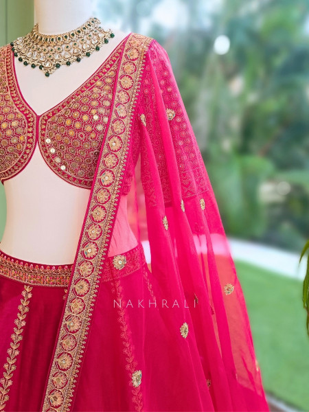 Crimson Royale Red Bridal Lehenga with Zari and Sequin Work