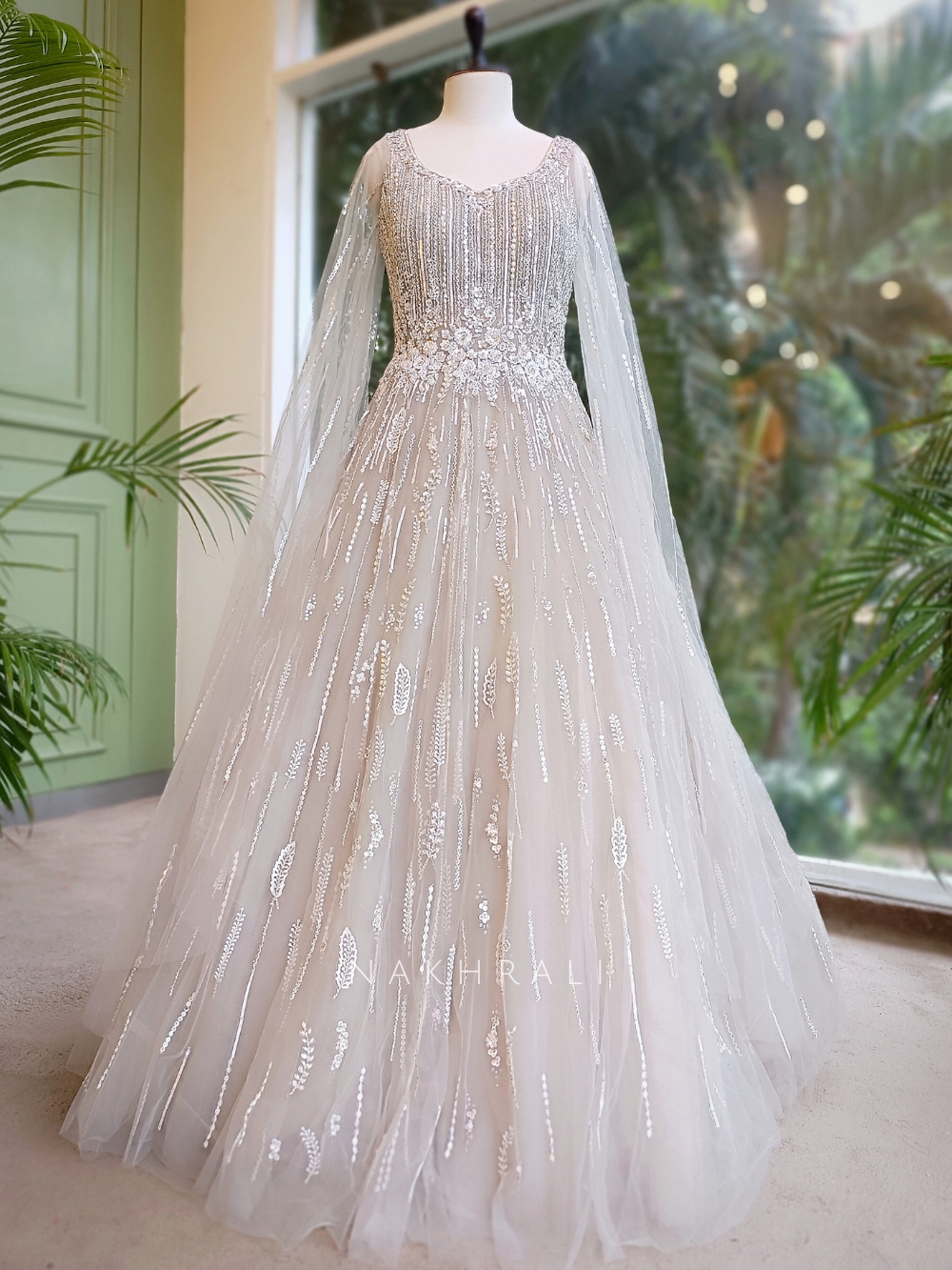 The Duchess Off-White Gown with Sequin, Cut Dana and Beads Work The Duchess Off-White Gown with Sequin, Cut Dana and Beads Work