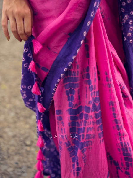 Riva Purple & Pink Tie-Dye Saree