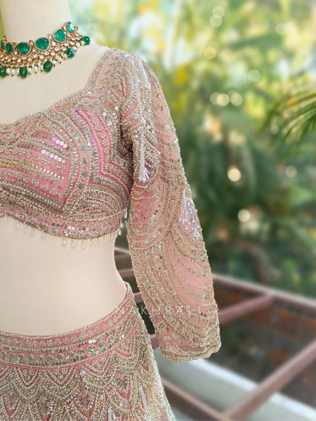 Kashmira Pink Net Lehenga Set with Sequin Embroidery