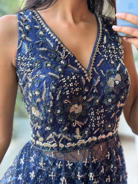 Sylvara Blue Indo Western Palazzo Set