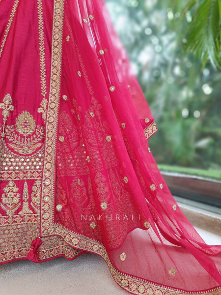 Crimson Royale Red Bridal Lehenga with Zari and Sequin Work