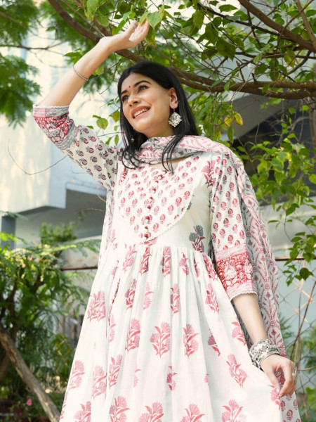 Celestial Breeze Pink Pant Kurta with Dupatta Set