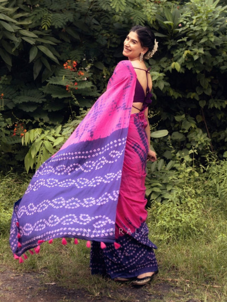 Riva Purple & Pink Tie-Dye Saree