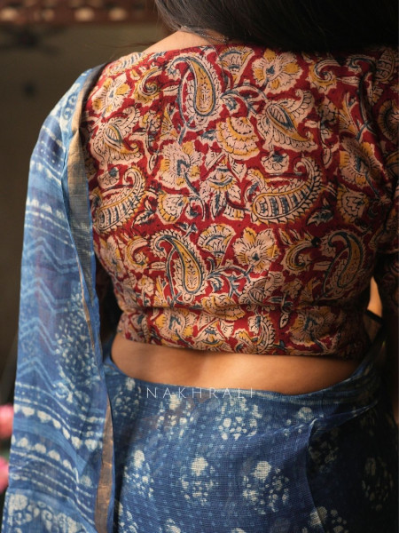 Moh Red Blouse Printed With Elasticated Fit