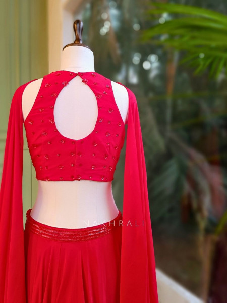 Brivaan Red Lehenga Set with Beads and Sequin Work