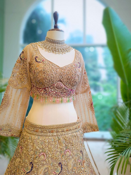 Majestic Aura Brown Embroidered Lehenga Set