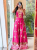 Viana Tassel Magenta Raw Silk Blend Indo-Western Jumpsuit